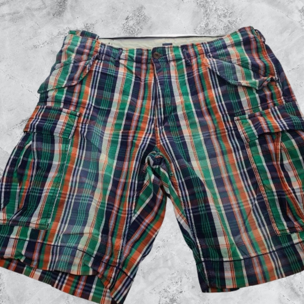 (206) Polo By Ralph Lauren, Men's Plaid Cargo Shorts, Size: 36, Multi-Color
